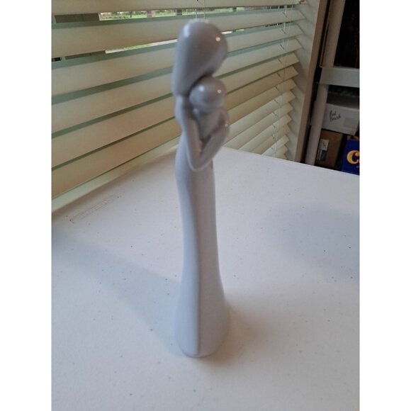 Mother Holding Baby Figurine 9” Blue Ceramic Unique Gift Shower Nursery Decor - Picture 5 of 7